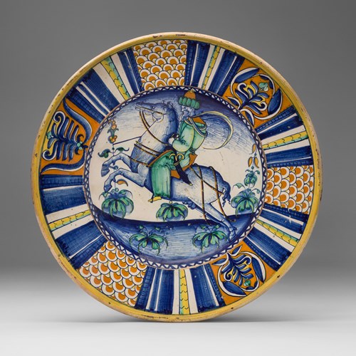 Maiolica Dish with Turkish Rider